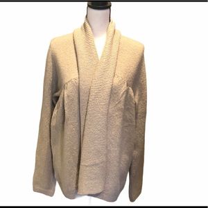 BCBG MAX AZRIA BEIGE COZY OPEN CARDIGAN SHAWL COLLAR SIZE LARGE